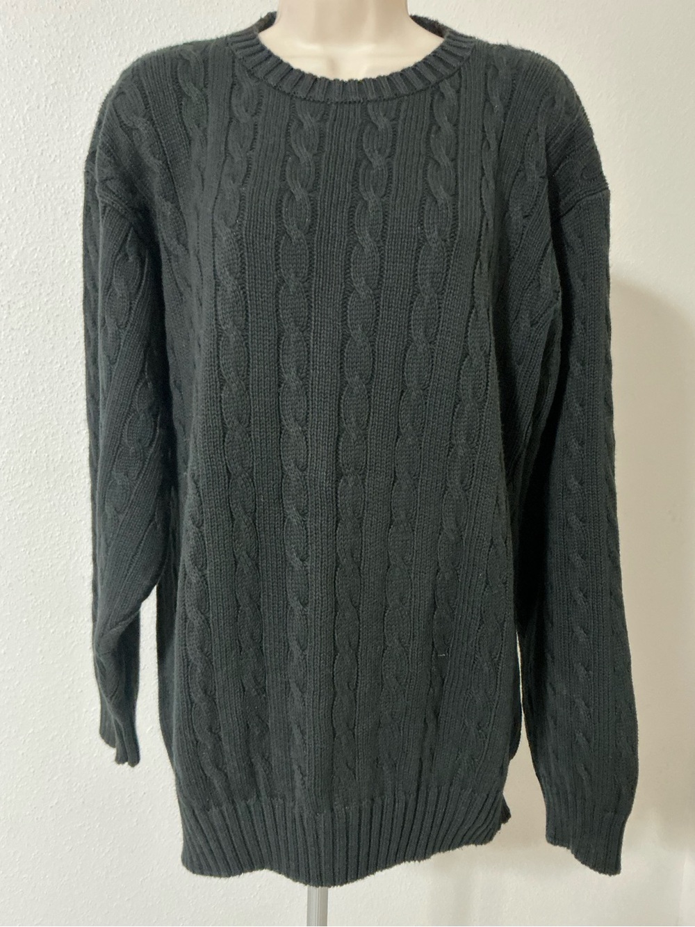 VTG 90s J Crew Heavy Cotton Cable Knit Fisherman Sweater Mens M Made in USA